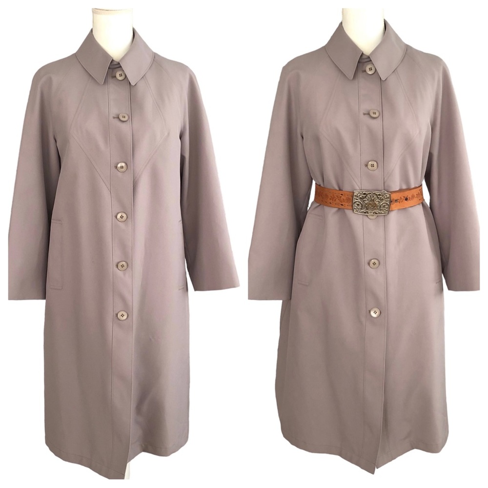 VINTAGE 1970s Misty Harbor Neutral All Weather Long Trench coat Sherpa lined